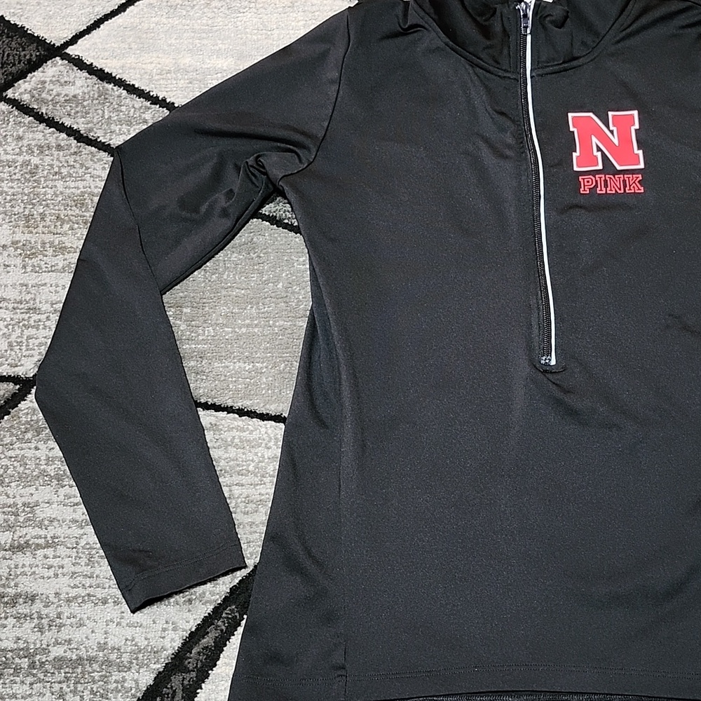 VINTAGE VS PINK 2016 REFLECTIVE TRIM HALF-ZIP NEBRASKA COLLEGIATE SHIRT JACKET - Picture 8 of 15